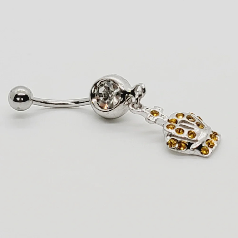 NWOT Sterling Silver Yellow Crown Belly Button Ring